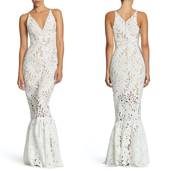 Dress the Population Dresses & Skirts - Dress the Population Brooke Crochet Palm Gown
